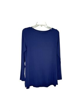 Eileen Fisher Blue Lightweight Viscose Jersey Top Long Sleeves Size M